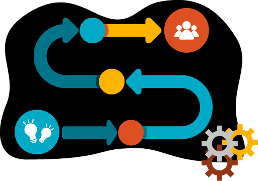 go-to-market gtm process illustration with cogwheels