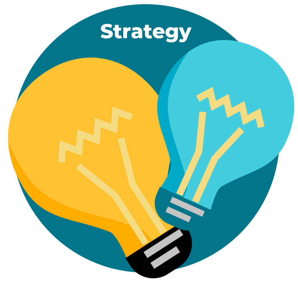 Strategy creation illustration with lightbulbs